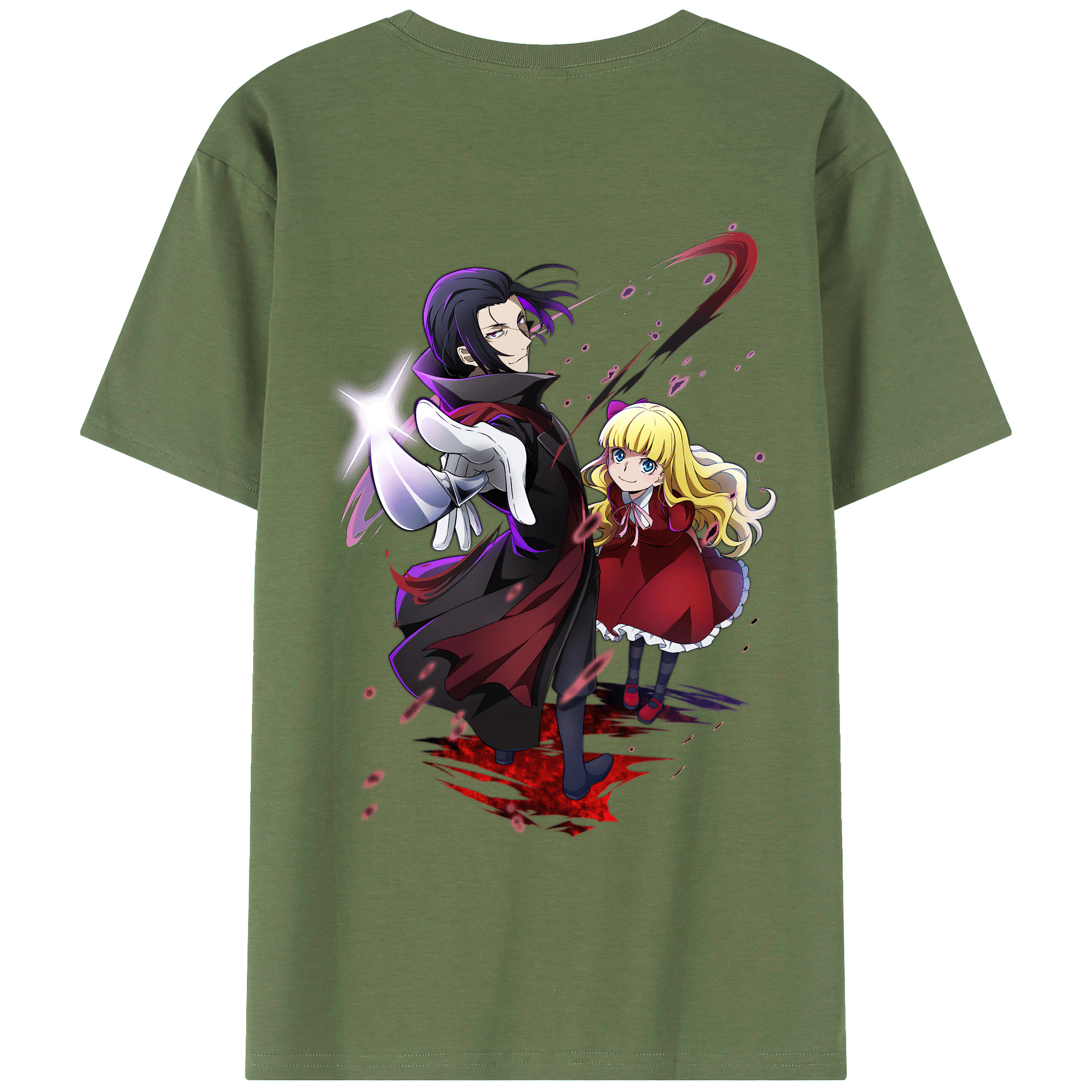 （画像用） 文豪ストレイドッグス Bungo Stray Dogs 綿100％ メンズ半袖Tシャツ（バックプリント） 通気性